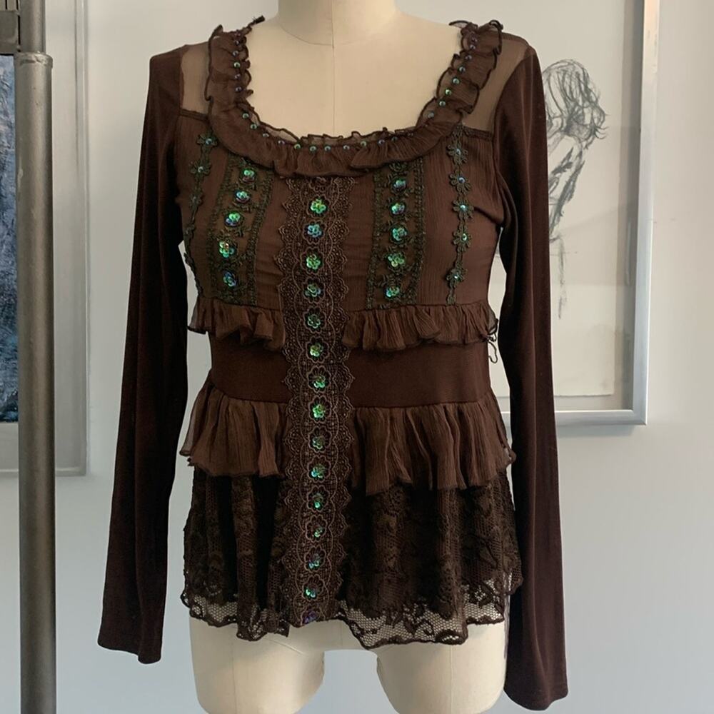 Aryeh Sequence And Lace Top New Without Tags Boho… - image 2